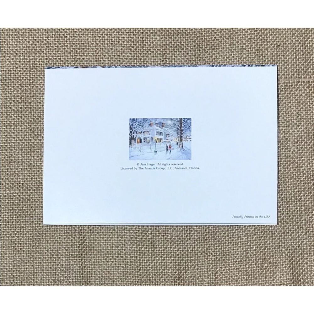 Jess Hager Art Winter Frolic Christmas Card Boys Pulling Sleds Snow Framable - Picture 3 of 3